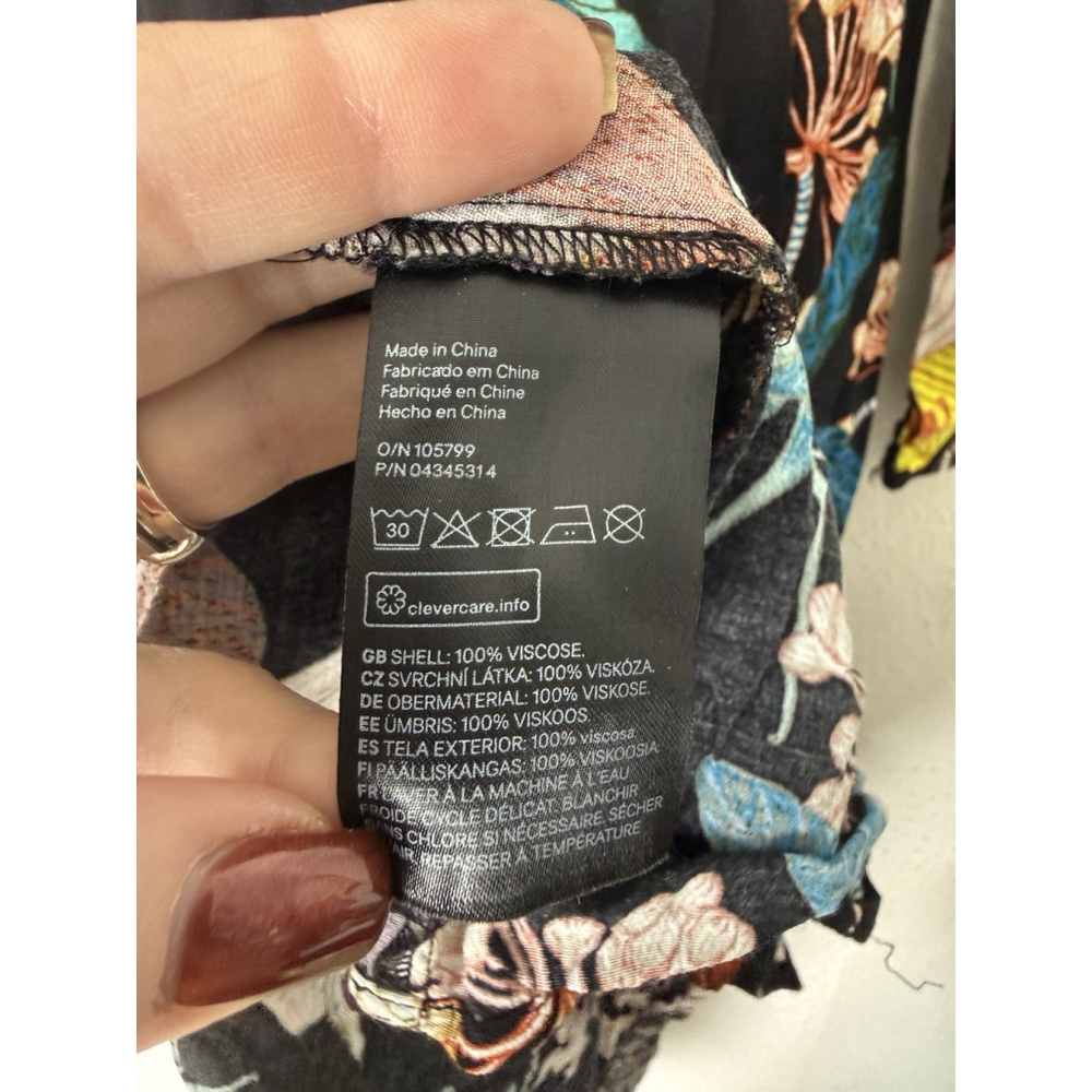H&M Floral Ruffled Maxi Dress Sz 2 Dark Feminine Boho Autumn Bloggers Favorite - Picture 12 of 16